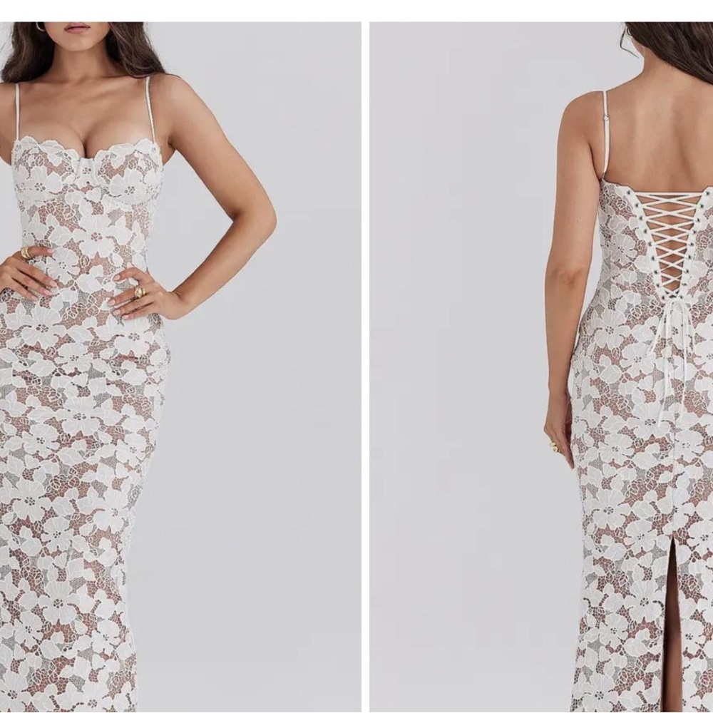 House of CB Lace White Midi Dress